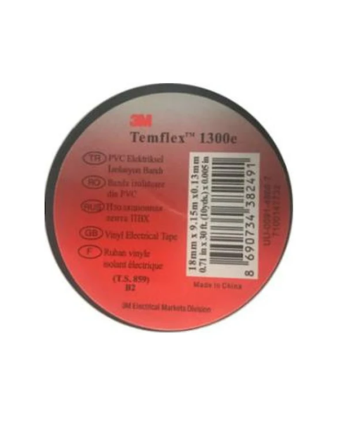 3M Temflex 1300E Izole Bant 18mmx9.15mt Siyah 10 Adet