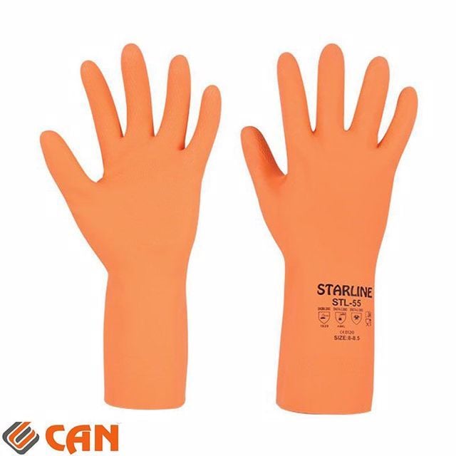 Kimyasal Laboratuvar Eldiveni STL 55 Starline Uzun Kollu Kauçuk Turuncu